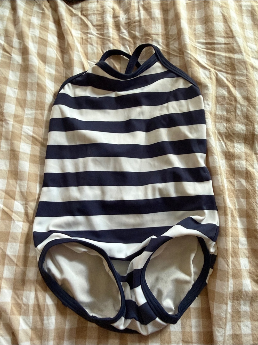 Hanna Andersson Navy & White Striped One-Piece 2T